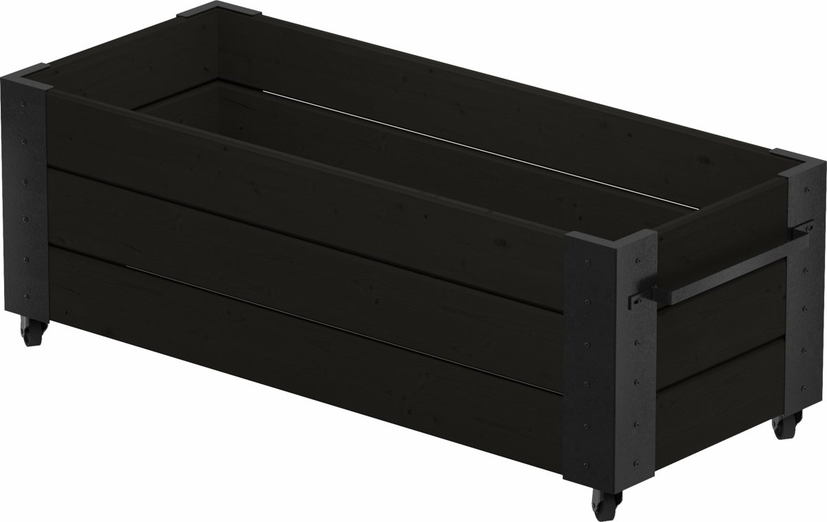Plus Cubic blomlåda, 120x50x45 cm, Svart/svart