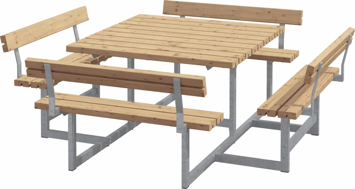 Plus picknickbord/bänkset med ryggstöd, Thermowood