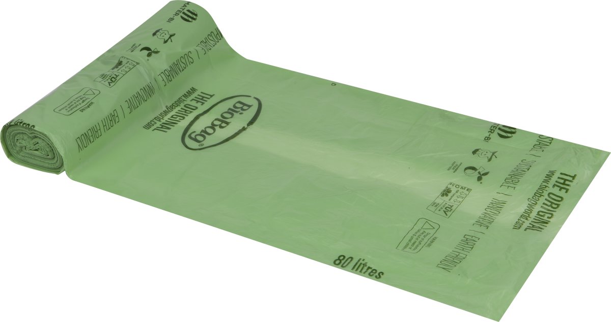 Sopsäckar Biobaserade 80L, 82x105cm, 18my, Grön