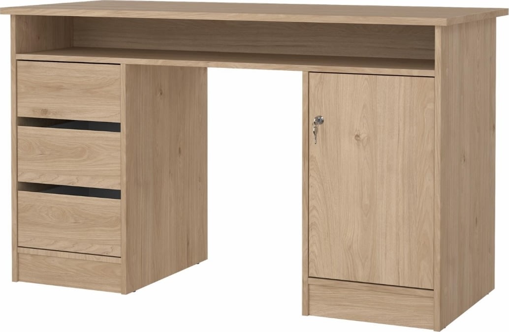 Small Officeline skrivbord, 1 skåp/3 lådor, ek