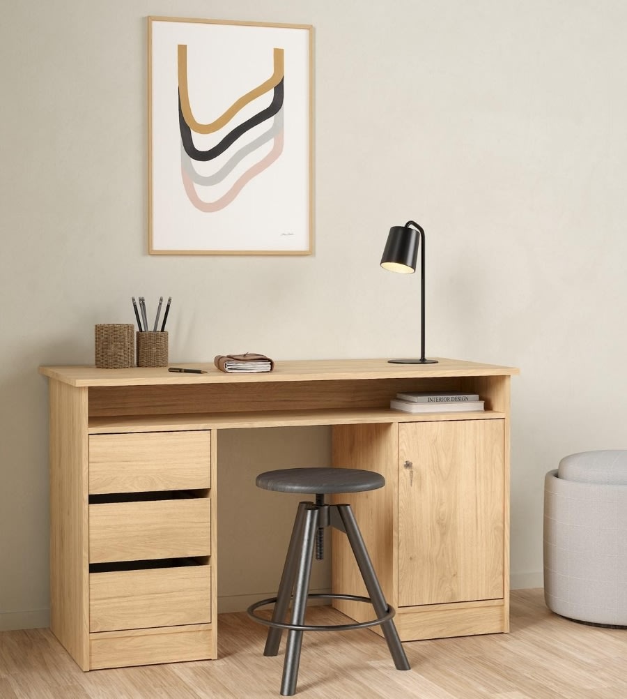 Small Officeline skrivbord, 1 skåp/3 lådor, ek