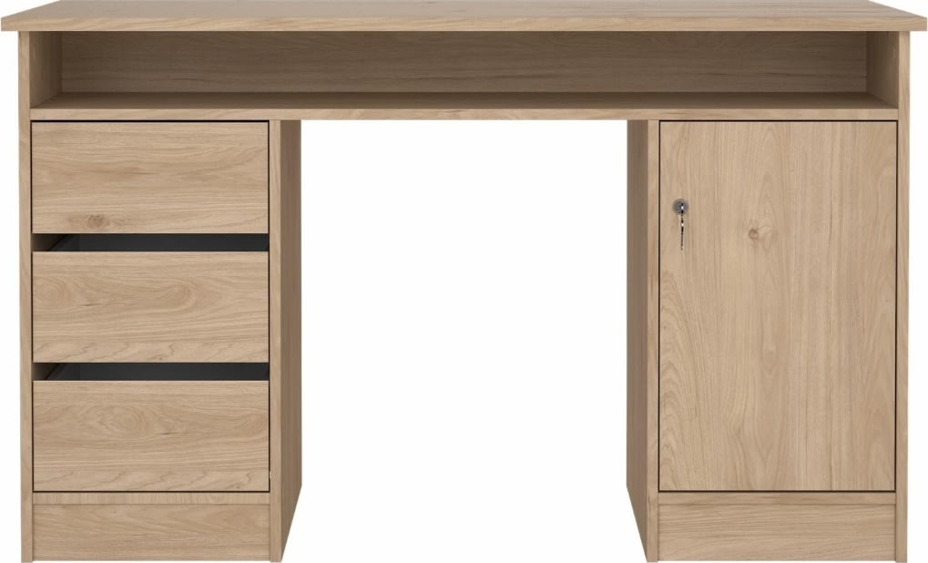 Small Officeline skrivbord, 1 skåp/3 lådor, ek
