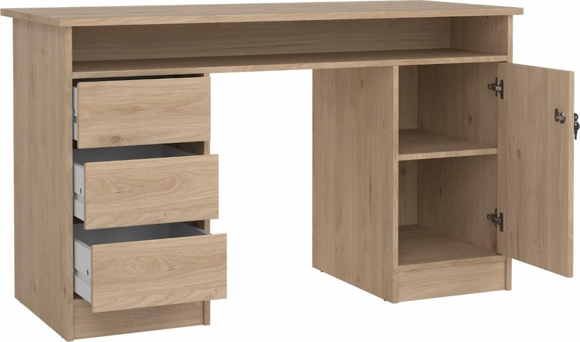 Small Officeline skrivbord, 1 skåp/3 lådor, ek