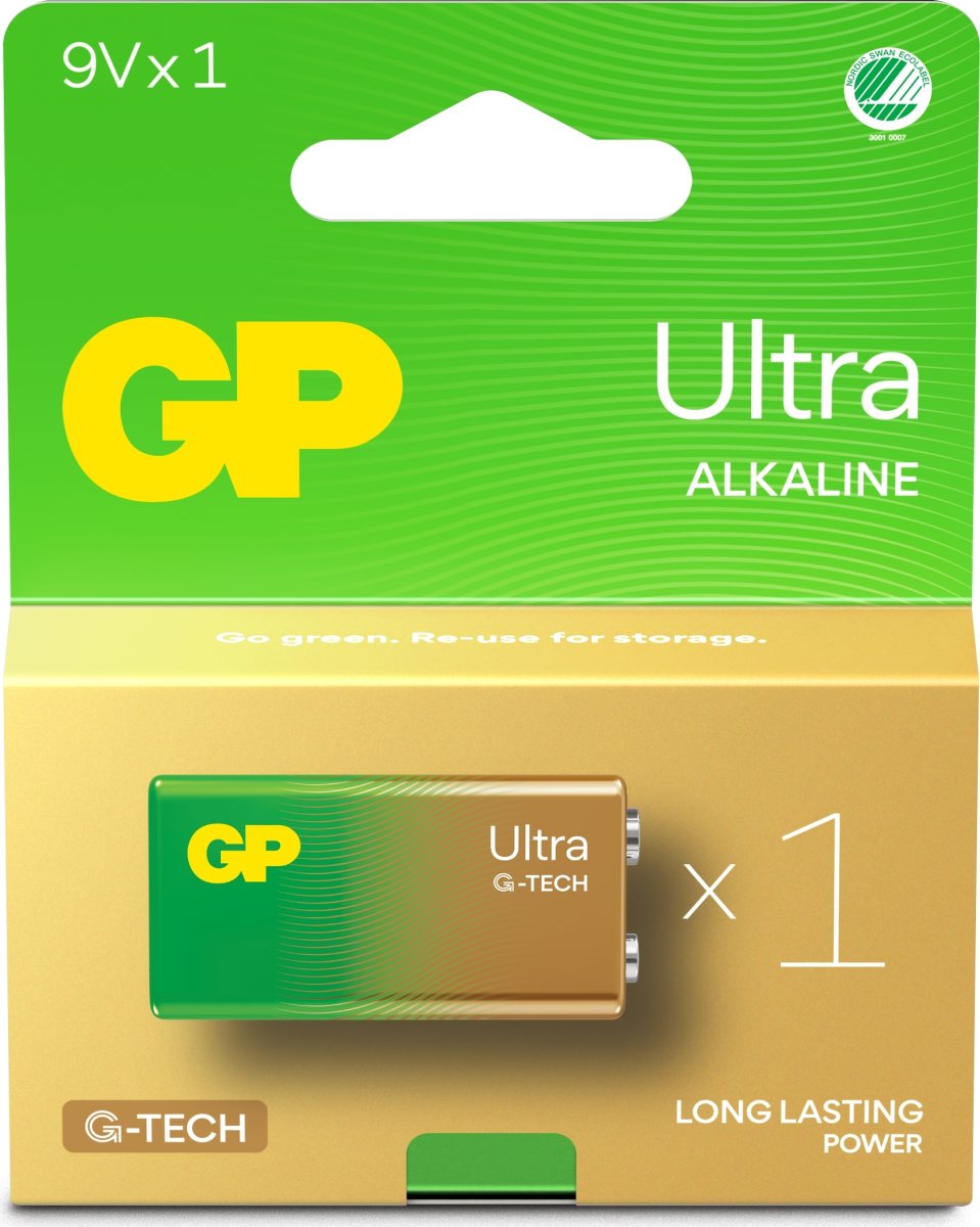 GP Ultra Alkaline 9V batteri | 1604AU/6LF22
