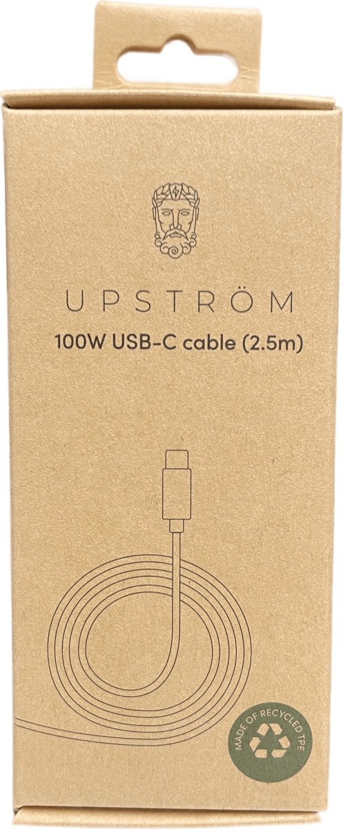 Upström Cirkulär 100W USB-C till USB-C kabel, 2,5m
