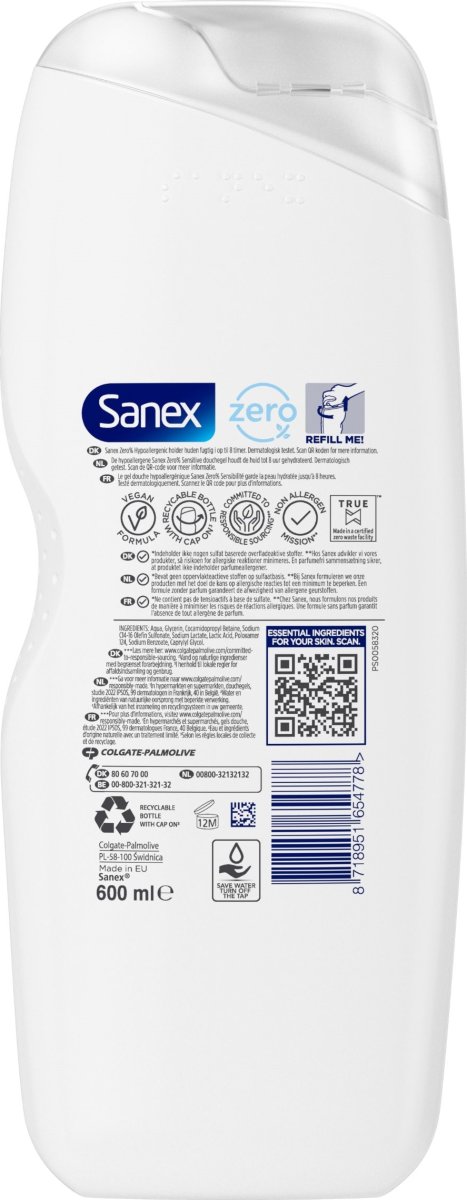 Sanex Showergel Zero% 600 ml