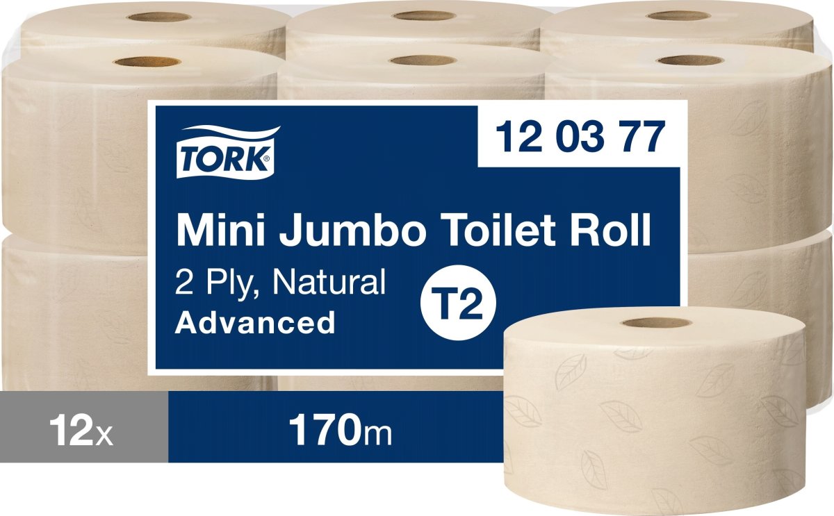 Tork T2 Adv Mini  Jumbo, Toalettpapper Natur 12 rl