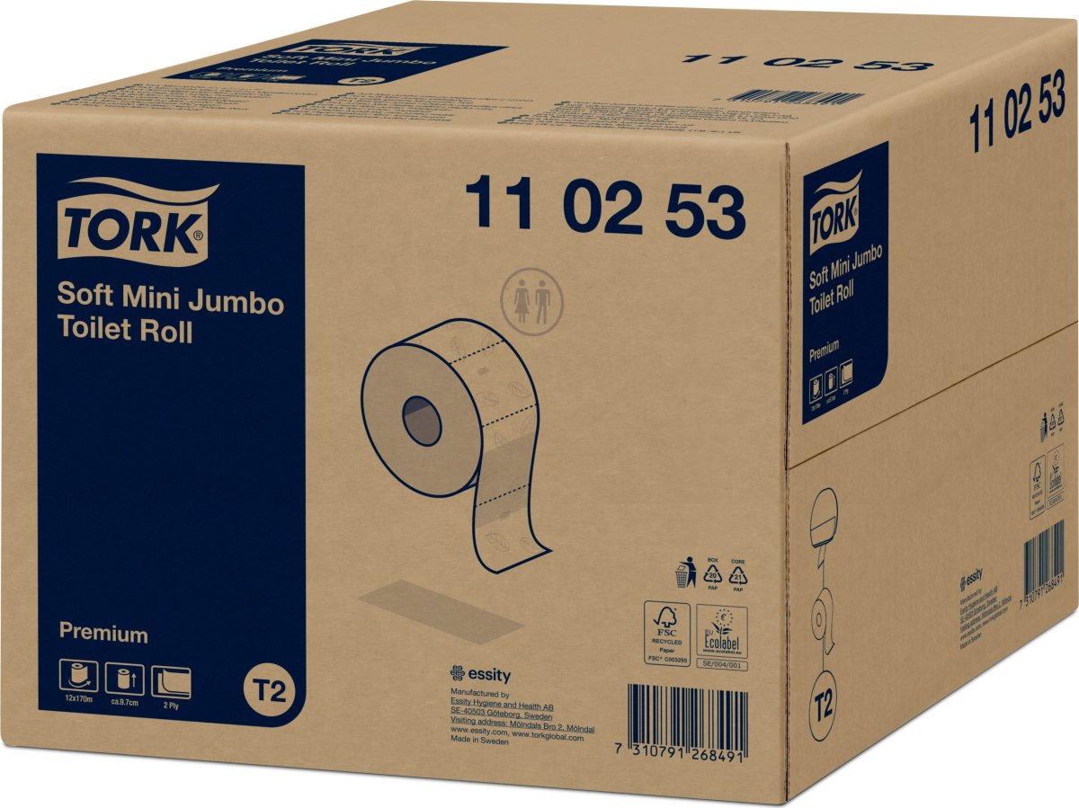 Tork T2 Premium Mini Jumbo Toalettpapper, 2-lager