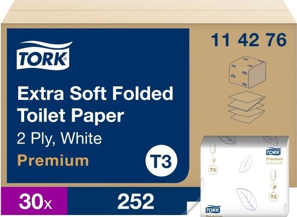 Tork T3 Premium toalettpapper i ark, 30 paket
