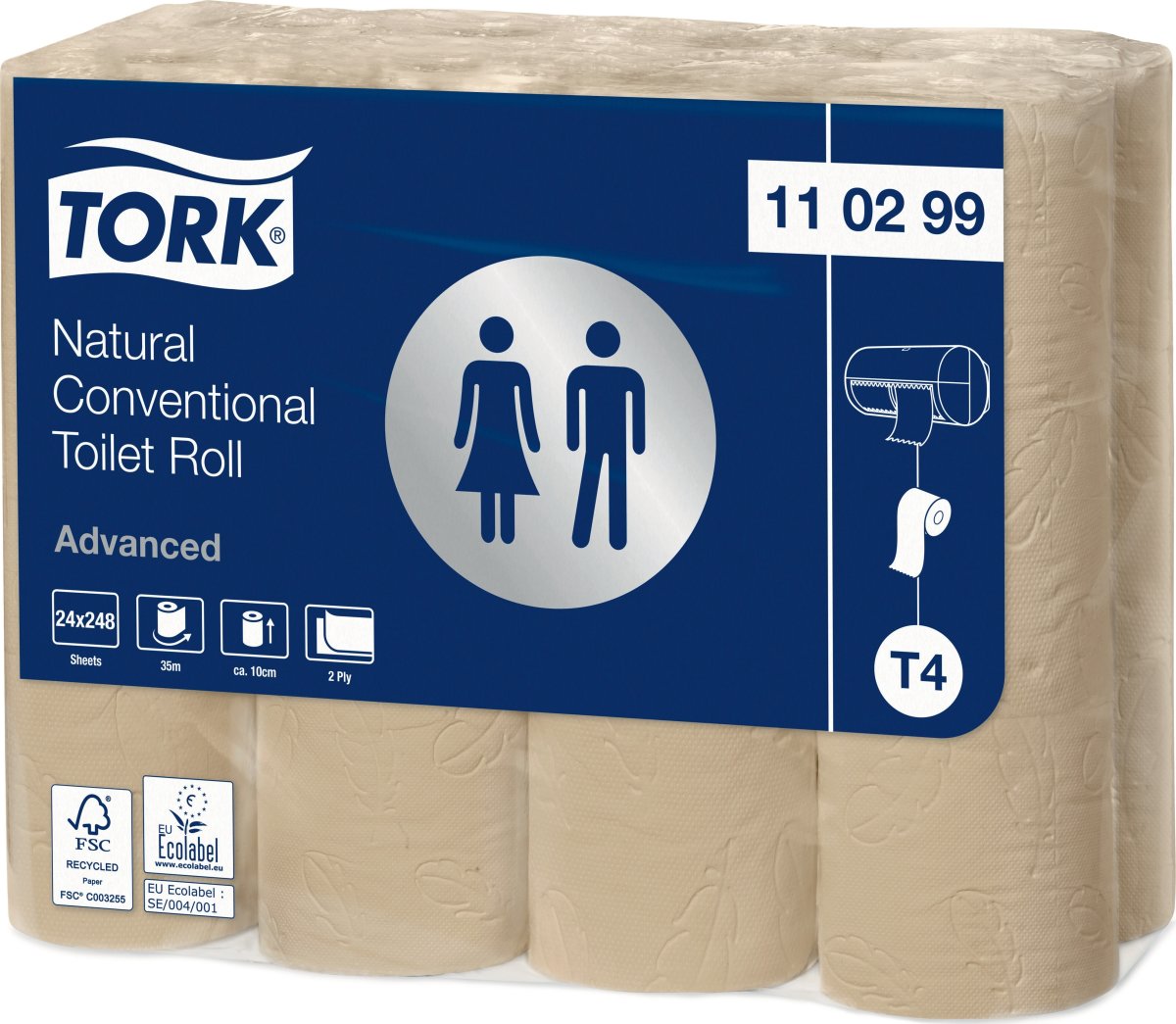 Tork T4 Advanced toalettpapper, natur, 24 rullar