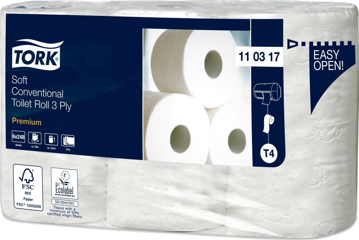 Tork T4 Premium toalettpapper, 3-lager, 42 rullar