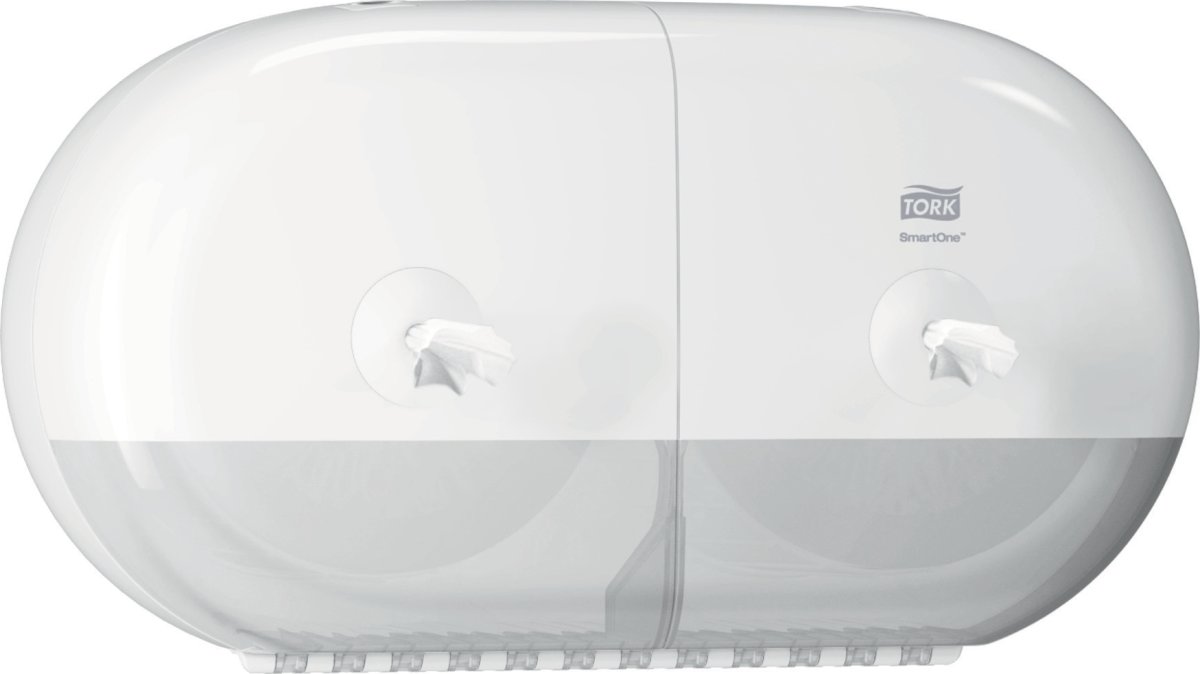 Tork T9 SmartOne Twin toalettpapperdispenser, vit