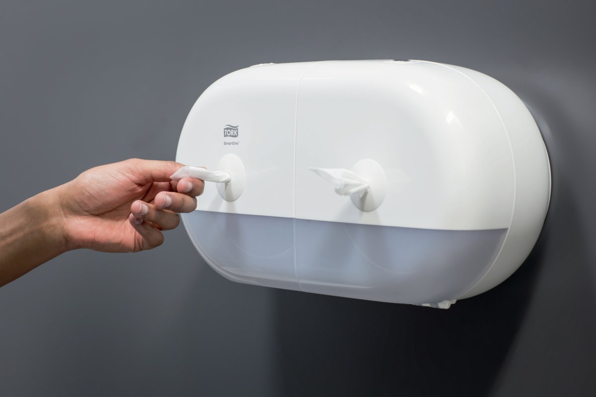 Tork T9 SmartOne Twin toalettpapperdispenser, vit