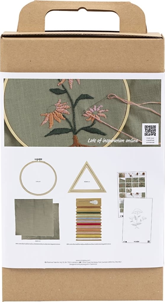 DIY Kit Broderi, broderibild, dämpad grön