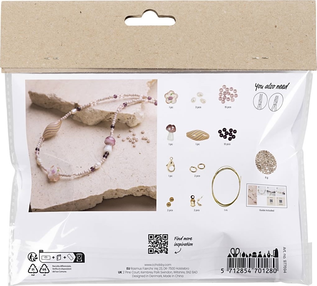 Mini DIY Kit smycken, chunky halsband, rosa