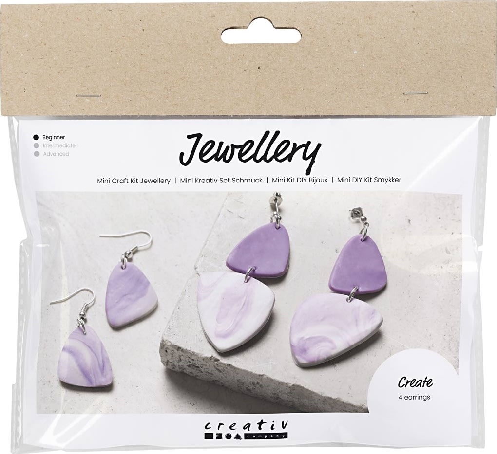 Mini DIY Kit smycken, marmorerade örhängen, lila