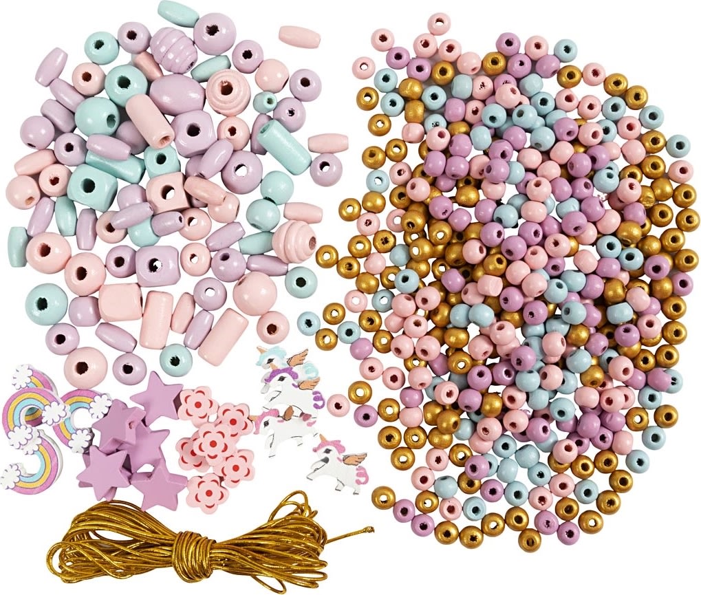 Mini DIY Kit smycken, pärlor + resår, pastell