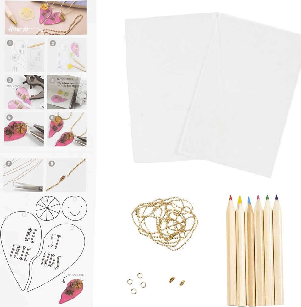 Mini DIY Kit smycken, vänskapshalsband, krympplast