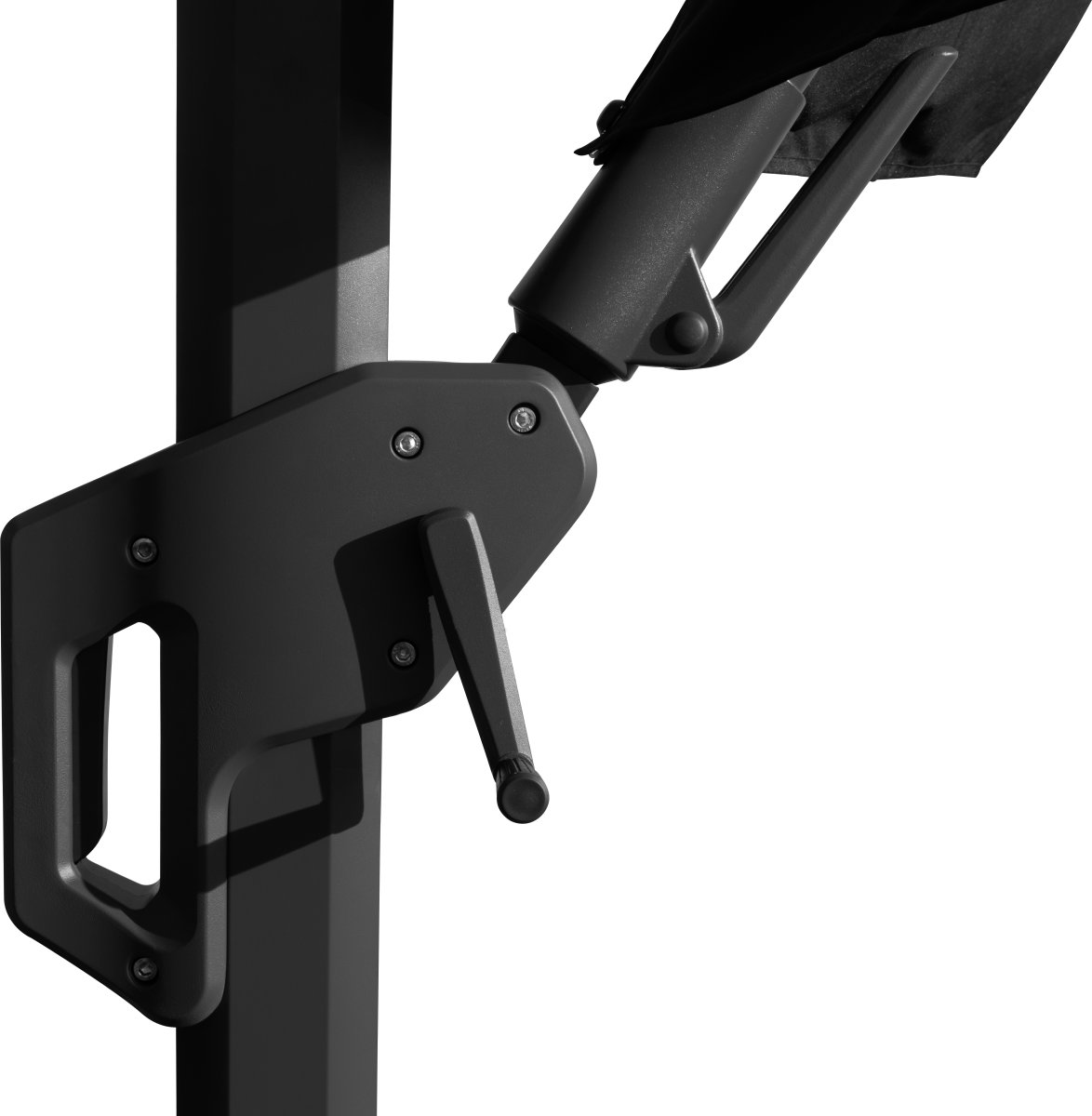 Hängparasoll 3,5x3,5m,fot,med hjul,lock,LED,svart