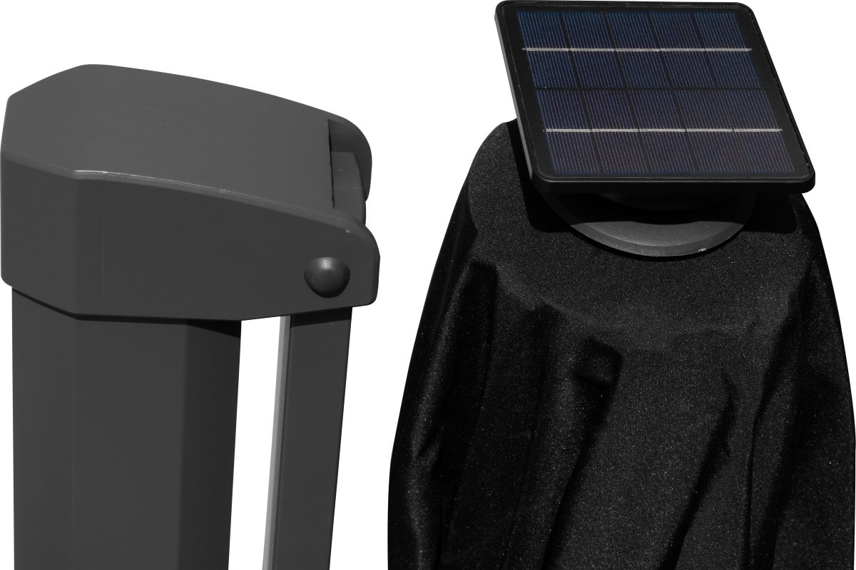 Hängparasoll Ø3,5m m/fot/hjul+överdrag+LED, svart