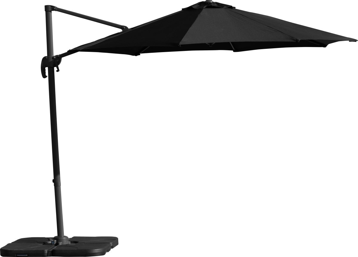 Hängparasoll Ø3m inkl. fot och överdrag, svart