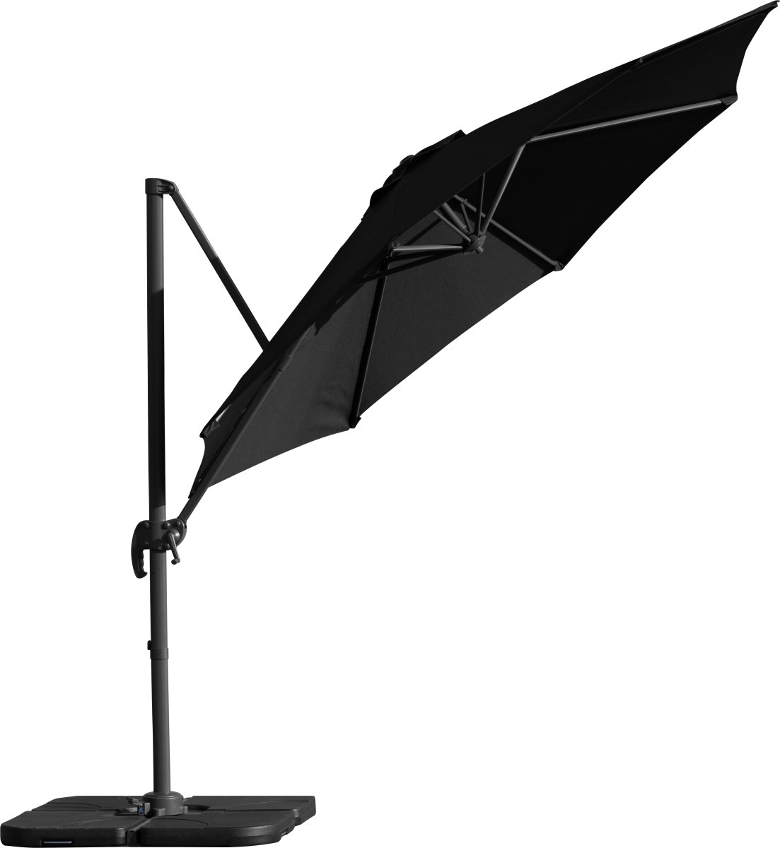 Hängparasoll Ø3m inkl. fot och överdrag, svart