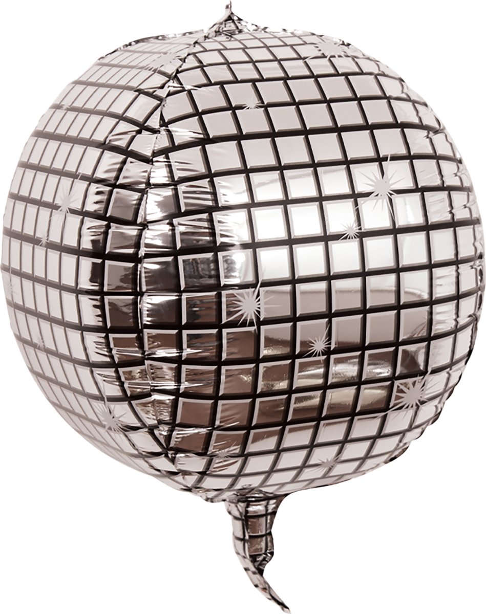 Ballong, folie, silver discokula, 55 cm, 1 st.