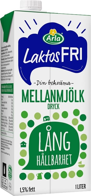Arla Laktosfri Mjölk, lång hållbarhet, 1L