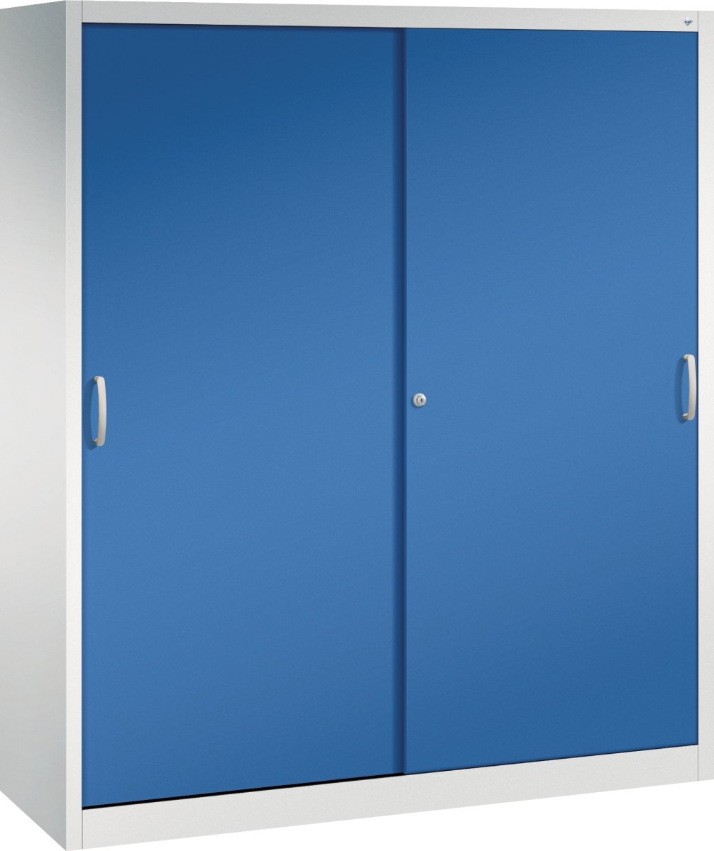 CP Materialskåp skjutdörrar, 1840x797x428, grå/blå