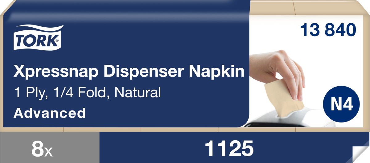 Tork N4 Xpressnap Servett, naturell, 1125 st.