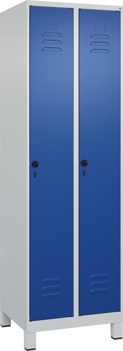 CP Classic klädskåp 2x1 fack, Ben, Grå/blå
