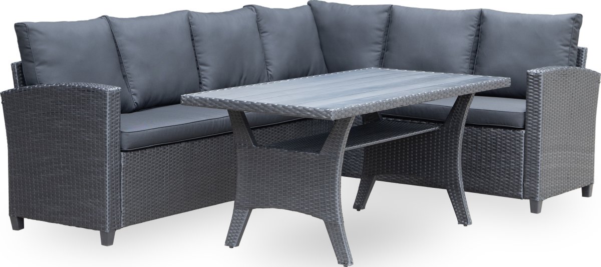OUTDOOR hörnsoffa/loungeset, svart