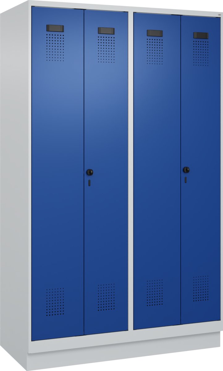 CP Klädskåp, 2x(1x2) fack,Sockel, Hänglås, Grå/blå