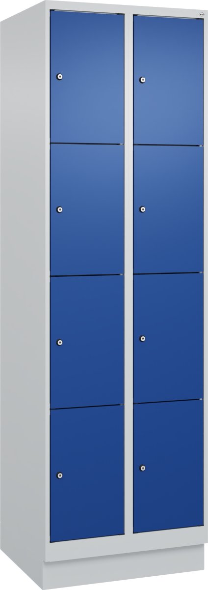 CP Klädskåp, 2x4 fack, Sockel Cylinderlås, Grå/blå