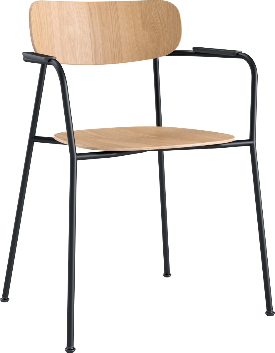 Scope matstol med armstöd, ek/svart