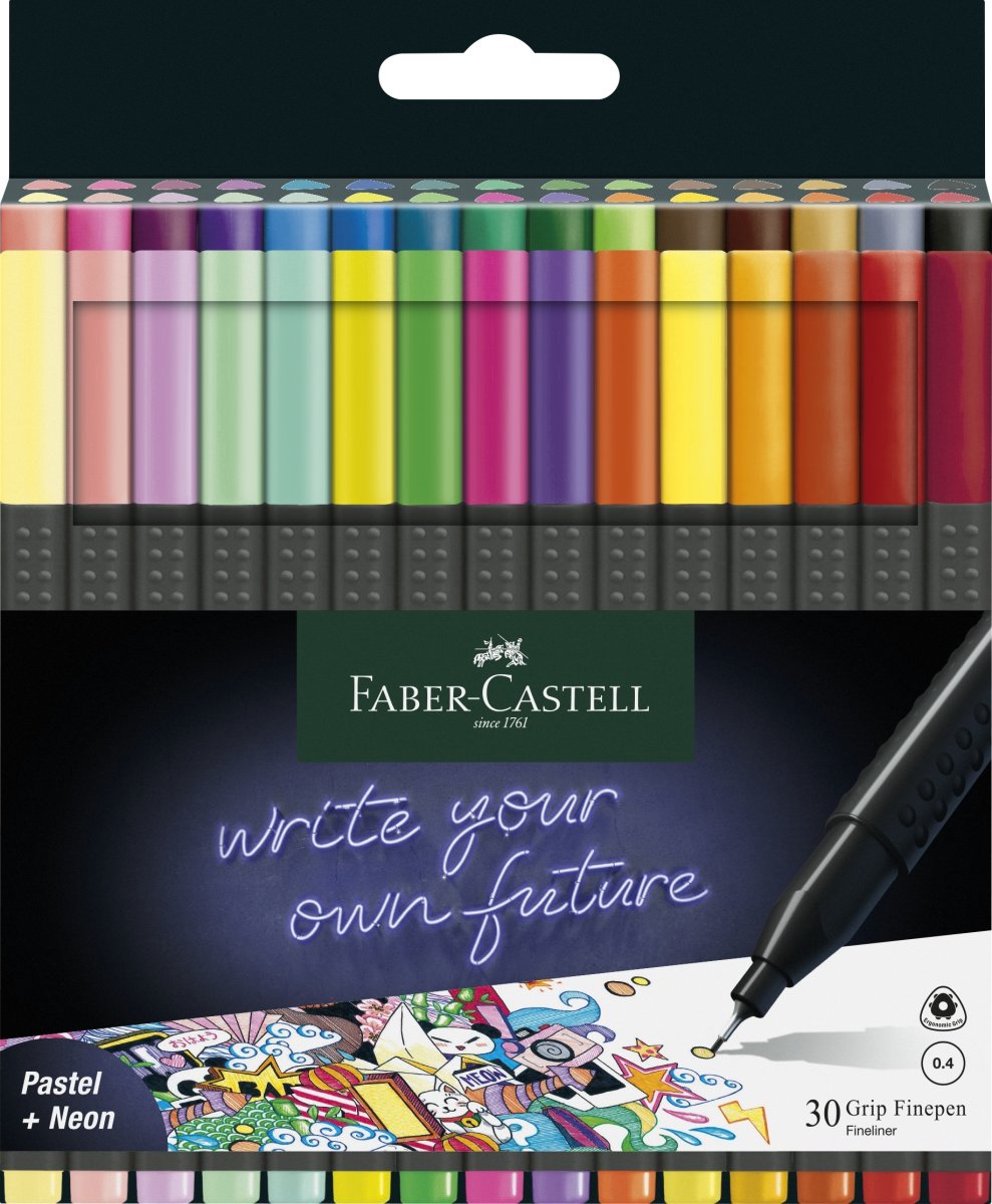 Faber-Castell Grip Fineliner, 30 färger