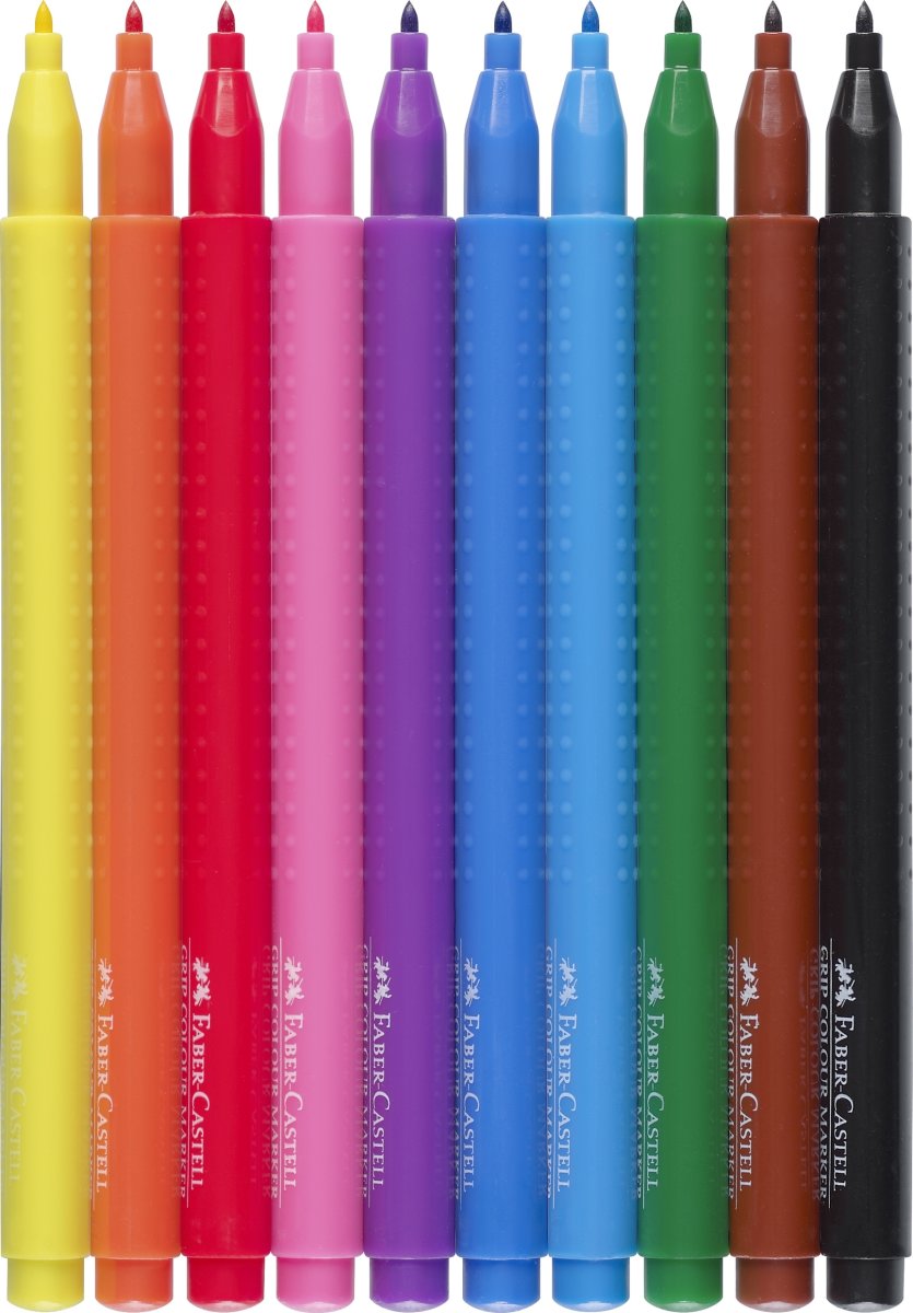 Faber-Castell Grip Tuschpennor, 10 färger