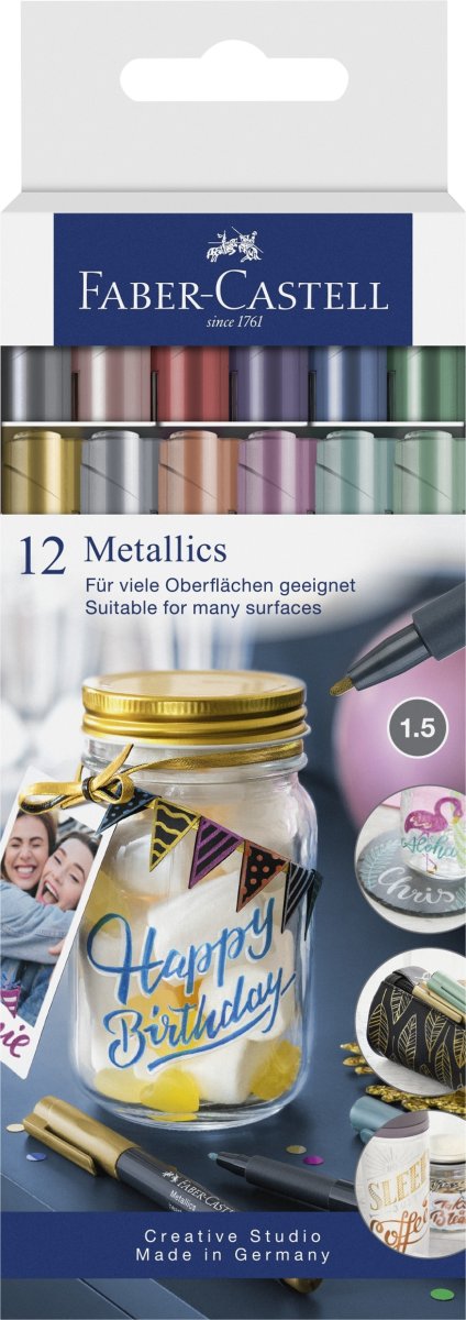 Faber-Castell Metallics Marker, 12 färger