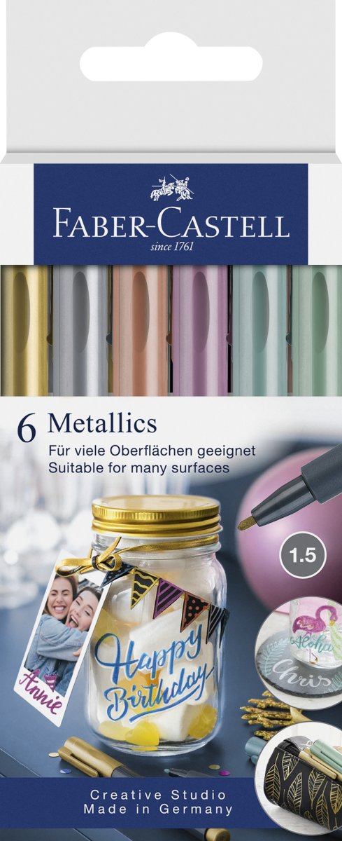 Faber-Castell Metallics Marker, 6 färger