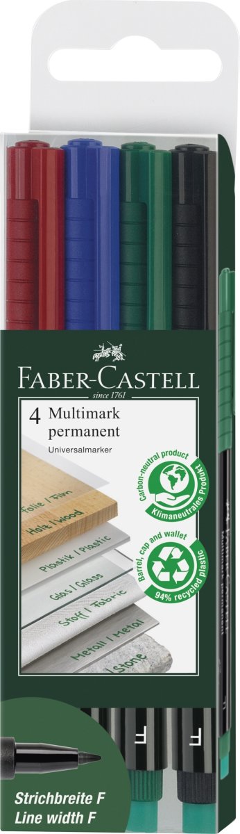 Faber-Castell Multimark Marker, F, 4 färger
