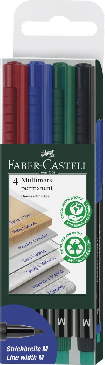 Faber-Castell Multimark Marker, M, 4 färger