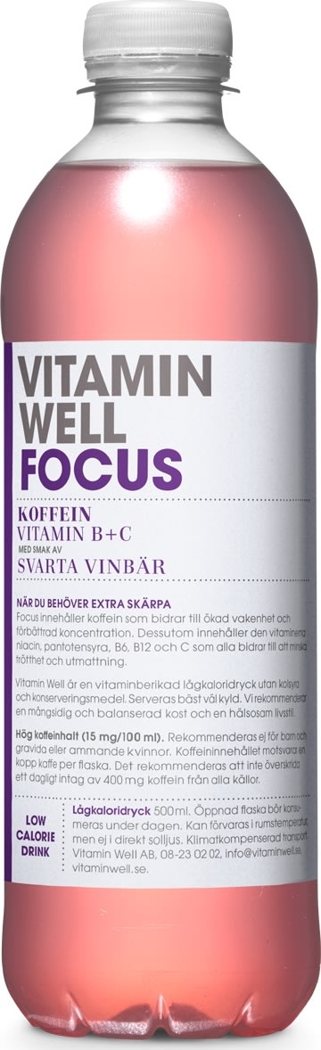 Vitamin Well Focus, Svarta Vinbär, 0,5L
