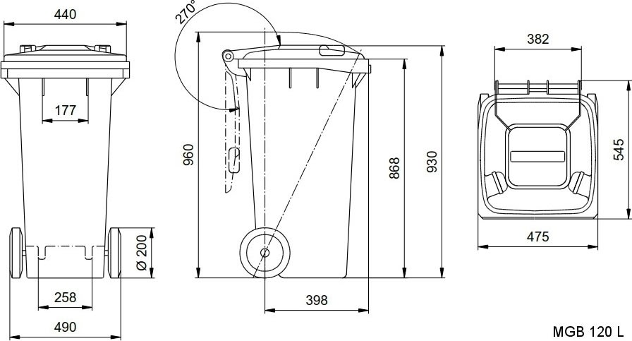 Weber Avfallsbehållare 120 liter, Grön