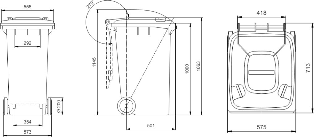 Weber Avfallsbehållare 240 liter, Grön