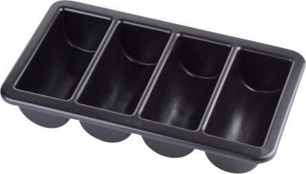 Besticklåda, svart, plast, 4 fack, 1/1 GN