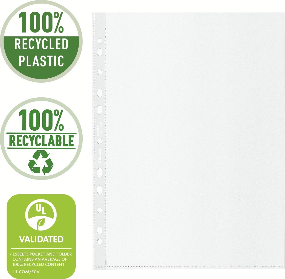 Esselte Recycle Ficka, A4, Topp, 70my, 20 st.
