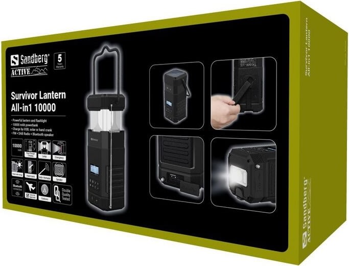 Sandberg Nödradio, Powerbank, Ljus, 10000 mAh