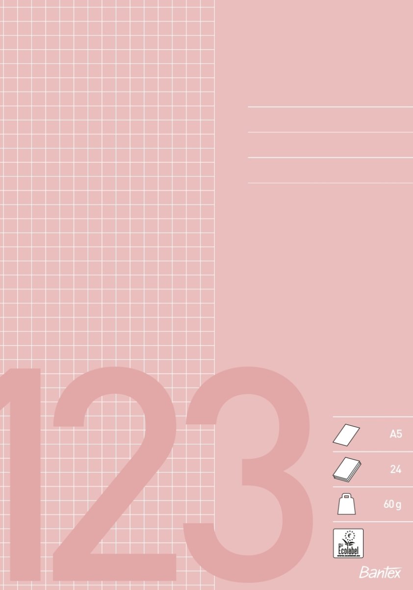 Bantex Skrivhäfte | A5 | Rutat | Rosa
