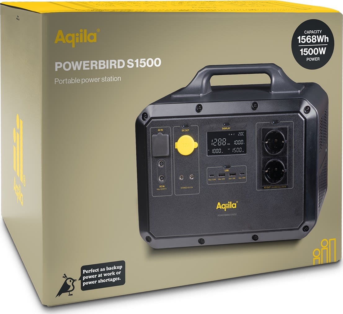 Aqiila Powerbird S1500 portabelt kraftverk, 1500W