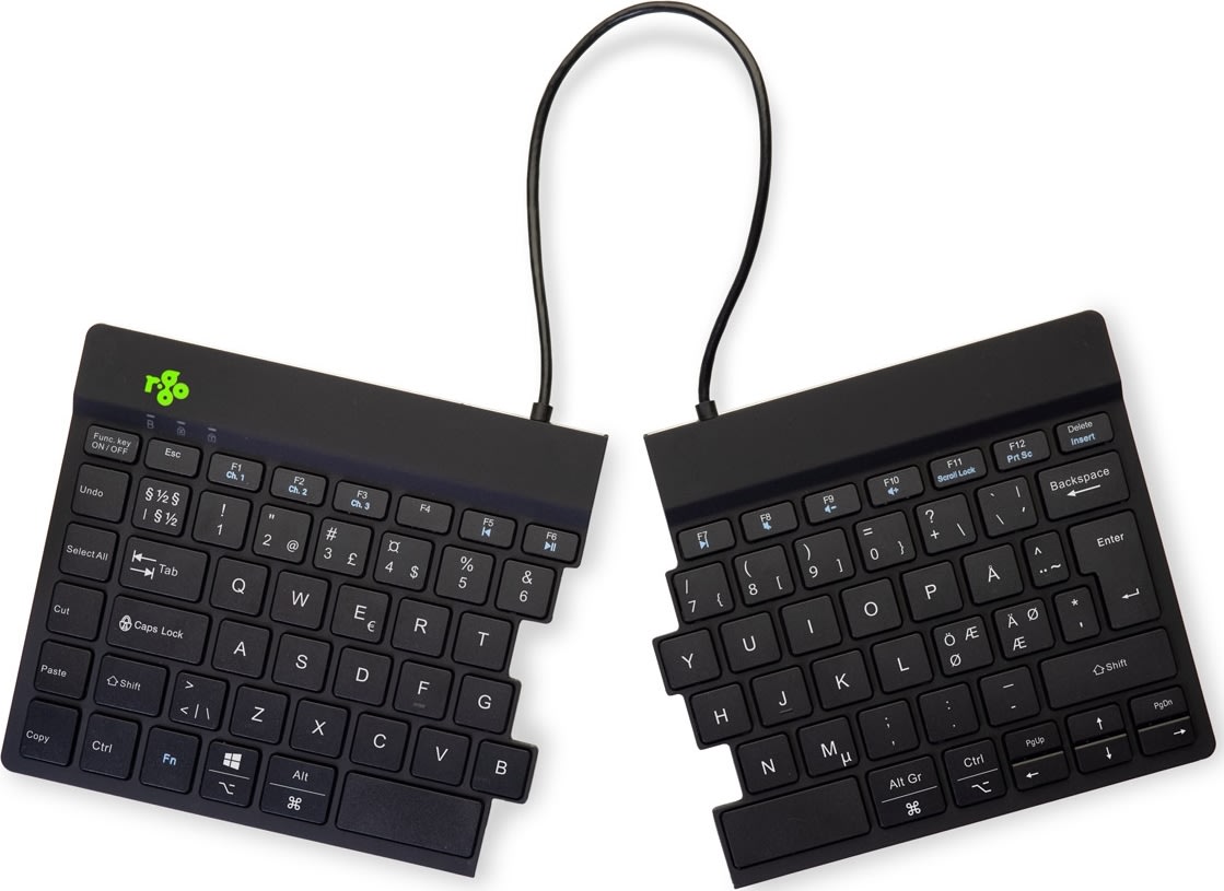 R-Go Split Ergonomiskt Trådlöst Tangentbord, Svart